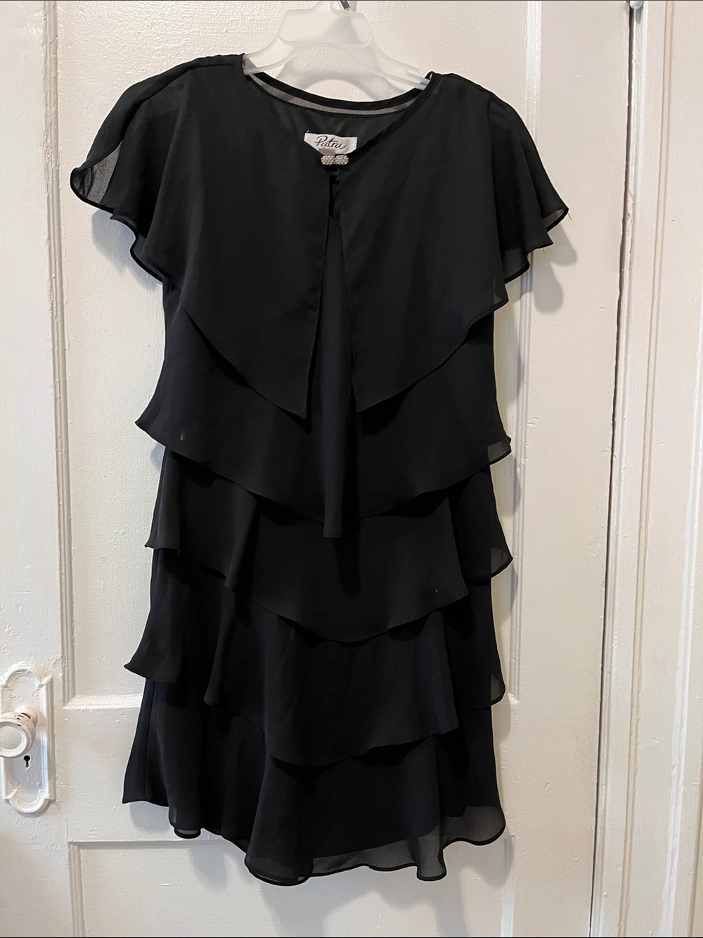 Tiered Ruffle Midi Dress in Black by